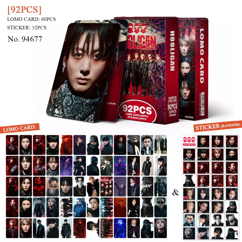 BTS HOOLIGAN PHOTOCARDS 92 PCS (60 PHOTOCARDS + 32 STICKERS)