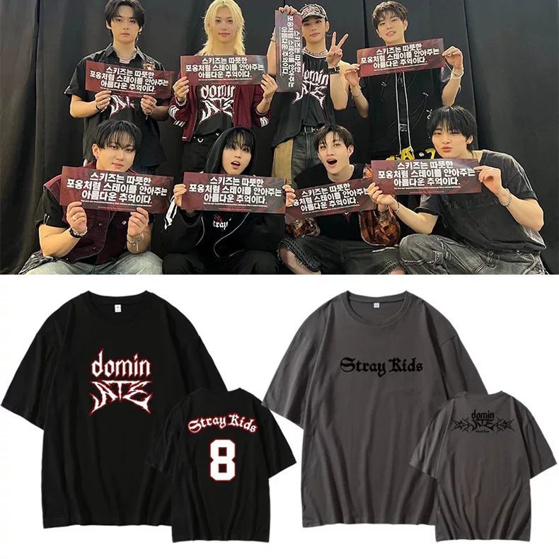 STRAY KIDS DOMIN ATE TOUR T-SHIRTS 100% COTTON