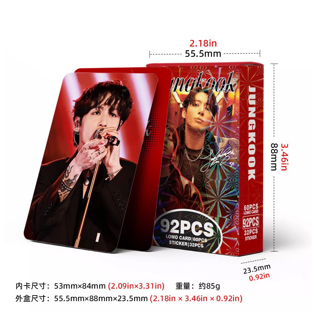 JUNGKOOK PHOTOCARDS 92 PCS (60 PHOTOCARDS + 32 STICKERS)