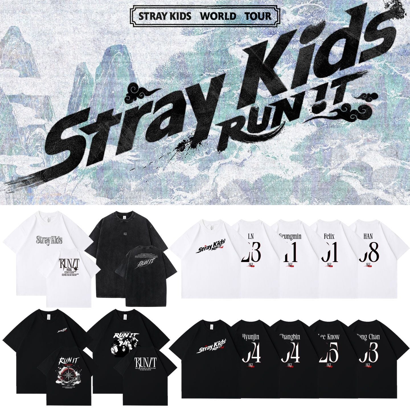 STRAY KIDS RUN IT T-SHIRTS 100% COTTON