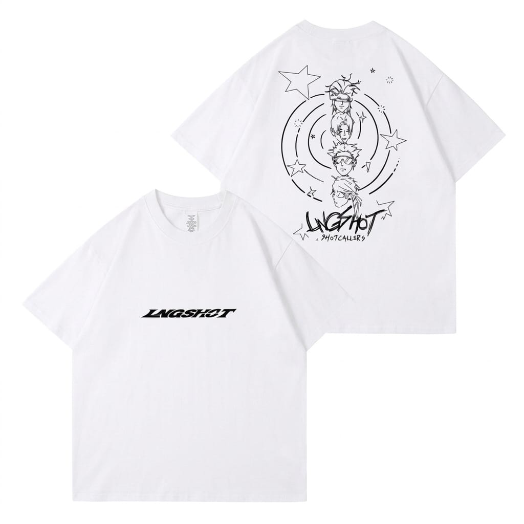 LNGSHOT T-SHIRTS 100% COTTON (white and black)