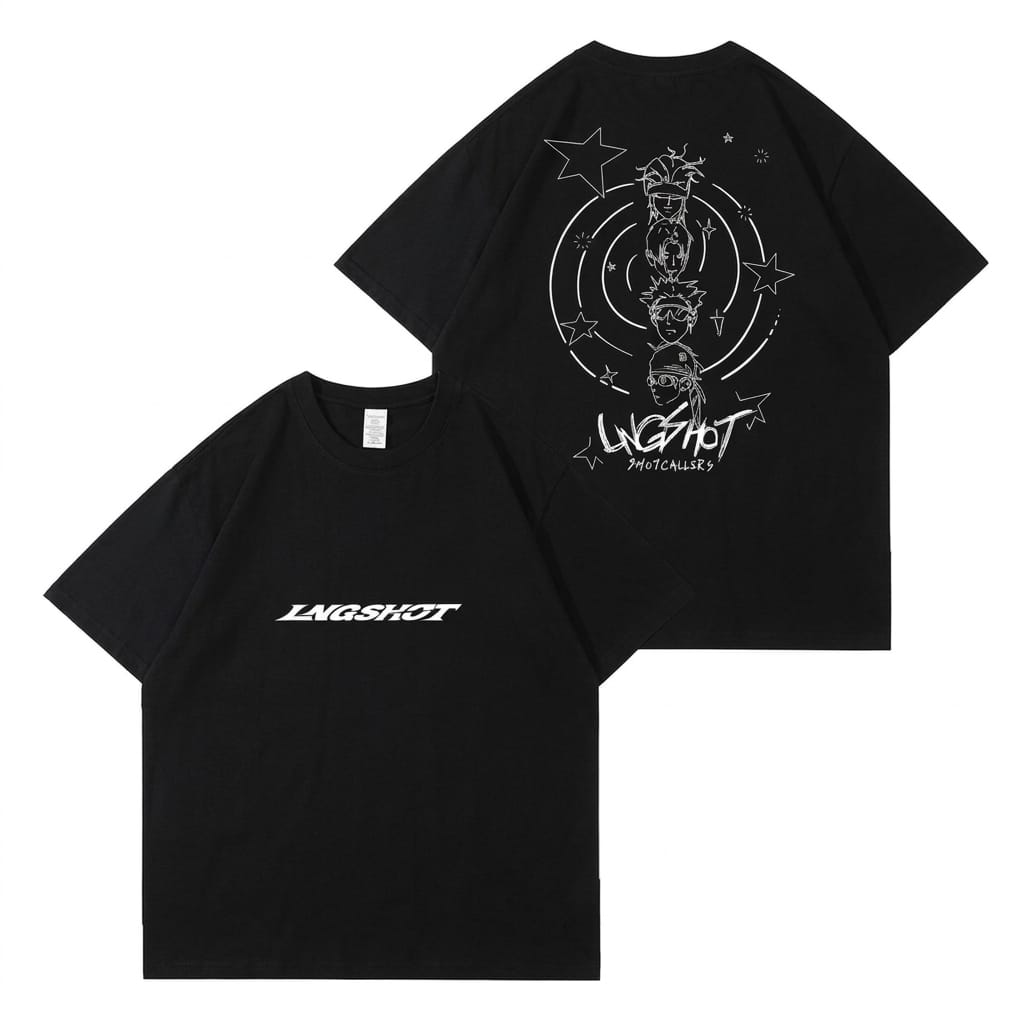 LNGSHOT T-SHIRTS 100% COTTON (white and black)