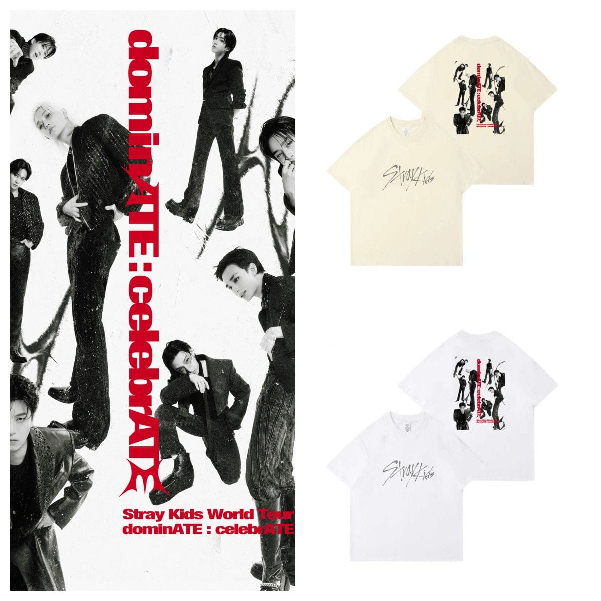STRAY KIDS DOMINATE: CELEBRATE T SHIRTS 100% COTTON